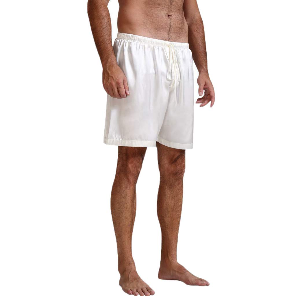 Allywit Men's Fashion Summer Casual Solid Drawstring Short Pajamas Home Comfortable Pants Trouser