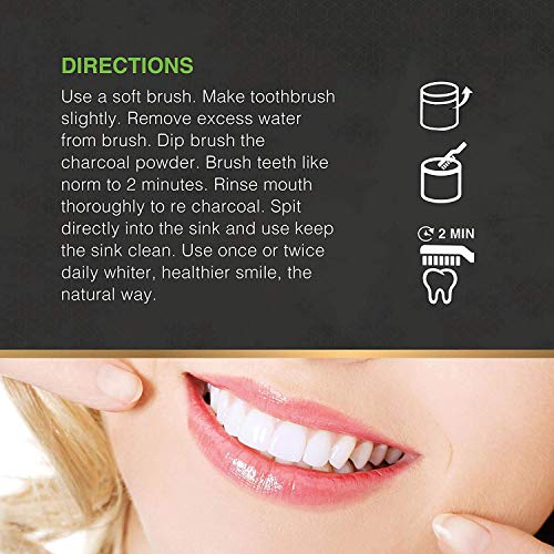 All Natural Charcoal Teeth Whitening Gum Powder -Mint Flavor- Made with Organic Coconut Activated Charcoal and Bentonite Clay Formula for Stronger Healthy White Teeth.No need for Strips, Kits or Gel. - Thumbnail 6