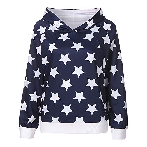 Sweatshirts for Women Plus Size 3X, Women's Maternity Nursing Winter Hooded Sweatshirt Star Outwear Tops Blouse,Exercise & Fitness,Dark Blue,M