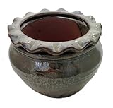 Round Pie Rim Self Watering Ceramic Pot - Pearl Green - 6 1/4