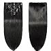 14 inch 80g Clip in Hair Extensions Human Hair 100% Double Drawn Human Hair Extensions 8 Pieces Thick To The End #1 Jet Black