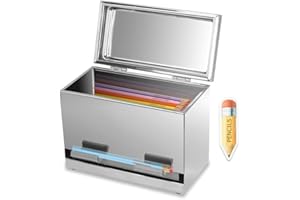 Creproly Stainless Steel Pencil Dispenser/Pen Holder for Classroom Home Restaurant for Bulk Pencils Storage/Unwrapped Drinking Straws Storage (Silver)