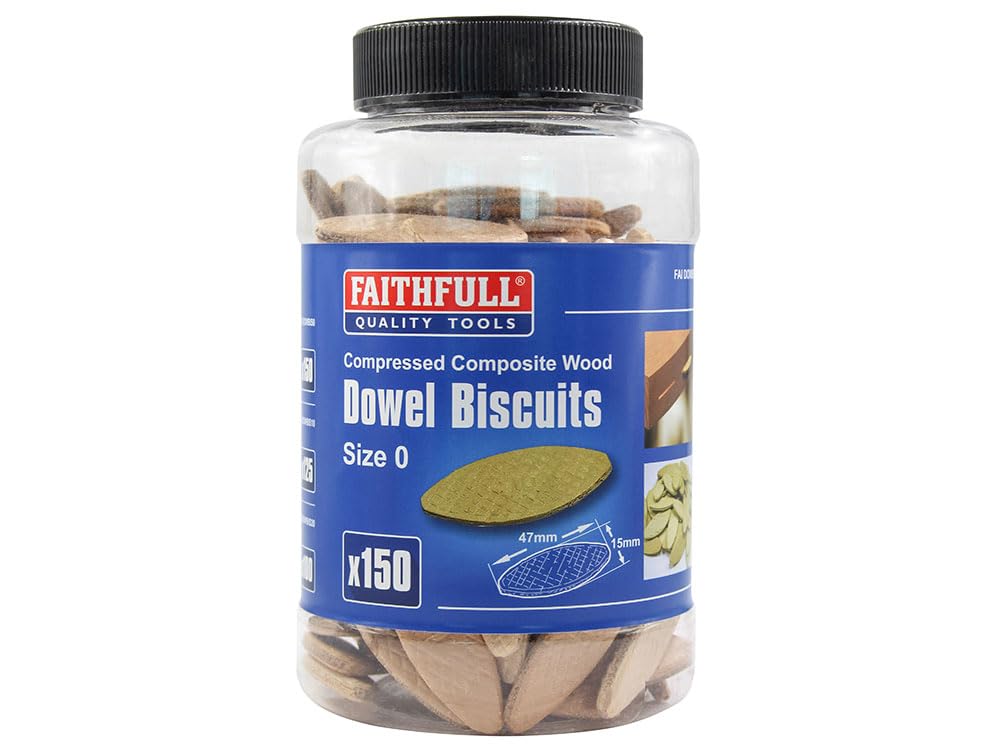 Faithfull Wood Joining Biscuits For Woodworking & Joinery- No.0 (Tub of 150)