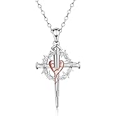 Senpotly Nail Thorn Cross Necklace for Women - 925 Sterling Silver Crown of Thorn Pendant Christian Jewelry Religious Easter Christmas Gift for Men