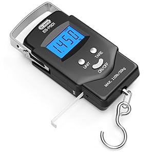 Fish Scale: Dr.meter PS01 110lb/50kg Backlit LCD Display Fishing Scale with Built-in Measuring Tape – Electronic Balance…