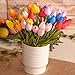 SHINE-CO LIGHTING Artificial Tulips 10Pcs Real Touch Fake Tulips PU Flower Arrangement Bouquets for Home Party Decoration (Red)