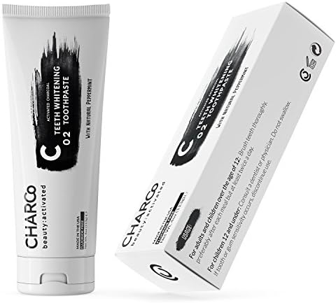 CHARCo Activated Charcoal Teeth Whitening Toothpaste - No Chemicals, All Natural, Fluoride Free, Made in USA - Safe for Kids, Remove Stains the Safe Way - Peppermint Flavoured, 4oz
