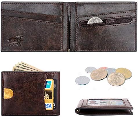 New Slim Wallet, Mens Wallet with Money Clip, Leather Wallets for Men, Minimalist Front Pocket Bifold Coin Pocket