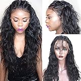 Sunwell Human Hair Wigs for Black Women Glueless Lace Front Wigs with Baby Hair Brazilian Virgin Hair Water Wave 130% Density Natural Color 16inch