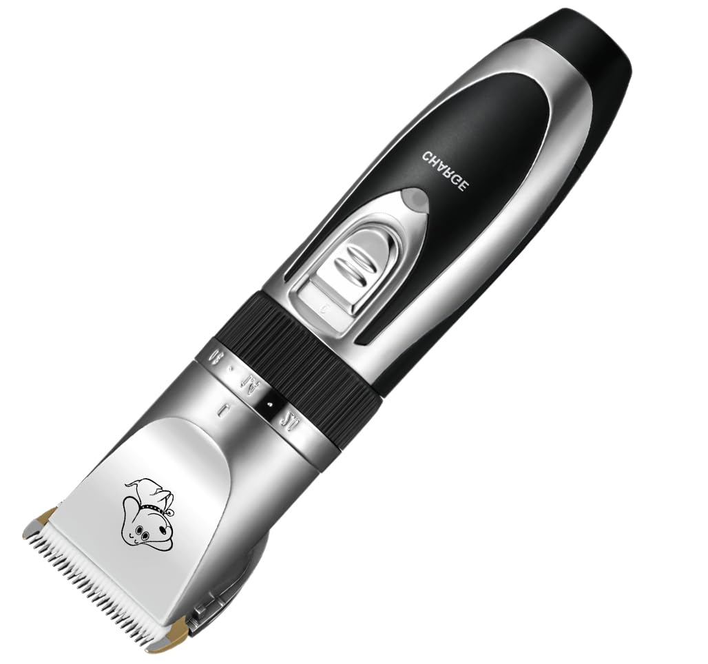 Dog Clippers Cordless Rechargeable Pet Shaver Professional Pet Grooming Kit, Silent Dog Hair Trimmer with Scissors Comb for Dogs Cats Pets Silver