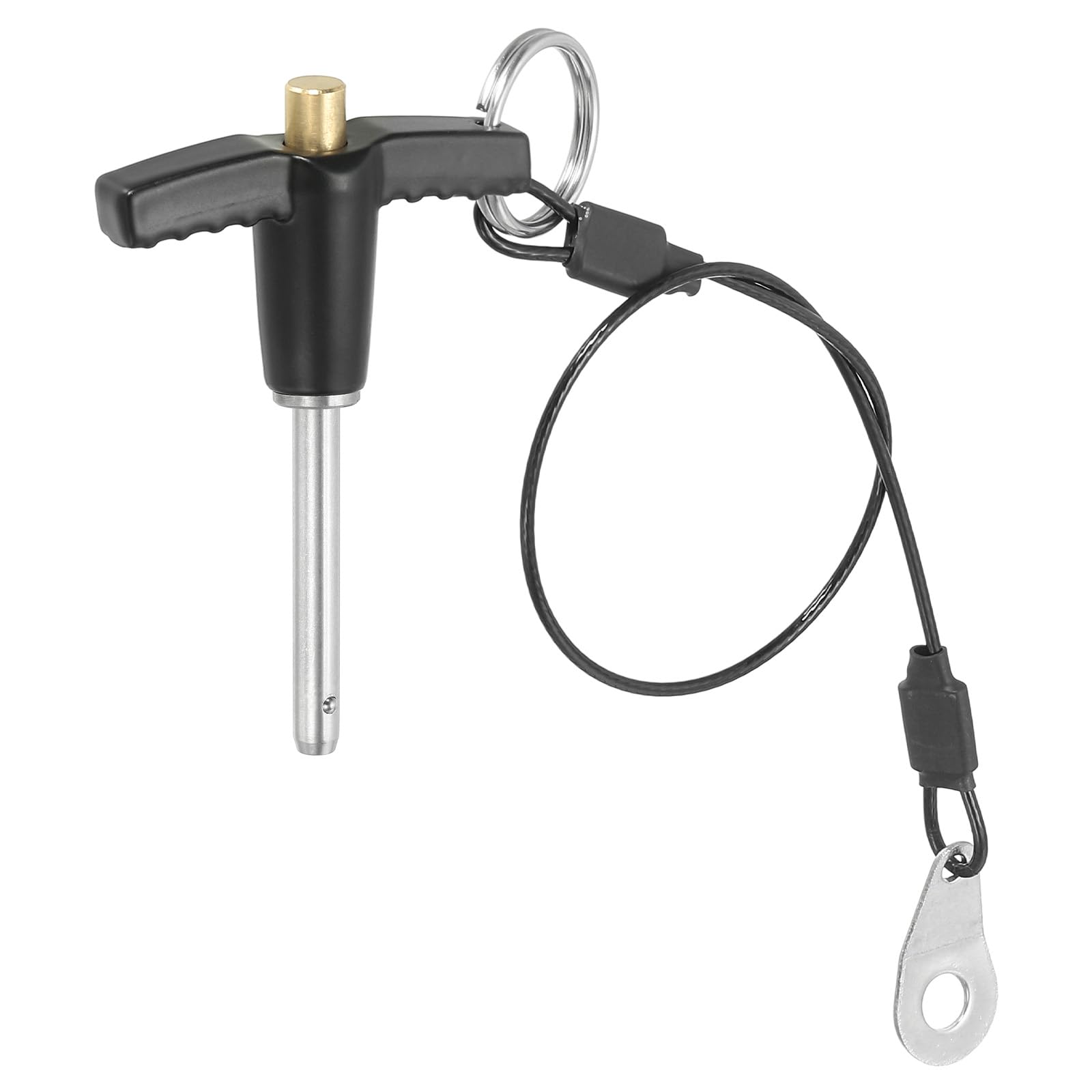PATIKIL T Handle Lock Pins 3/16 x 1.18" (5 x 30mm), Quick Release Pin 304 Stainless Steel Safety Locating Pins with Push Button 25 cm Lanyard Cable