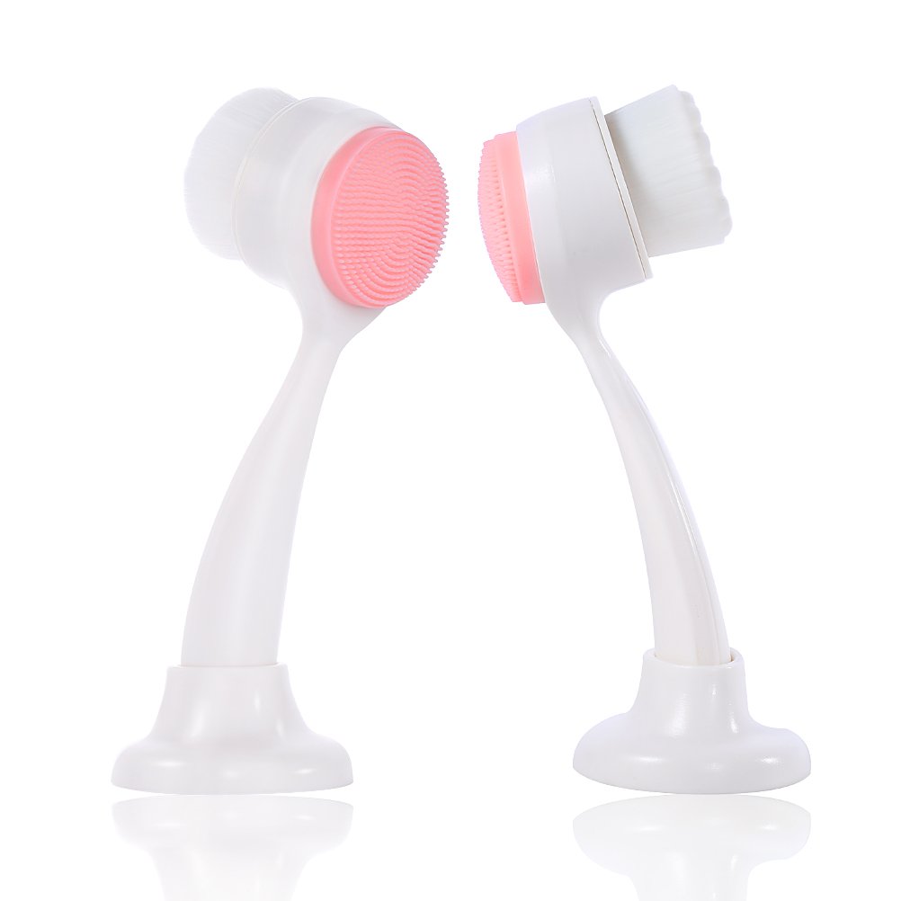 Double Facial Cleansing Brush Soft Face Skin Care Scrub Tool Silicone Cleansing for Washing Face