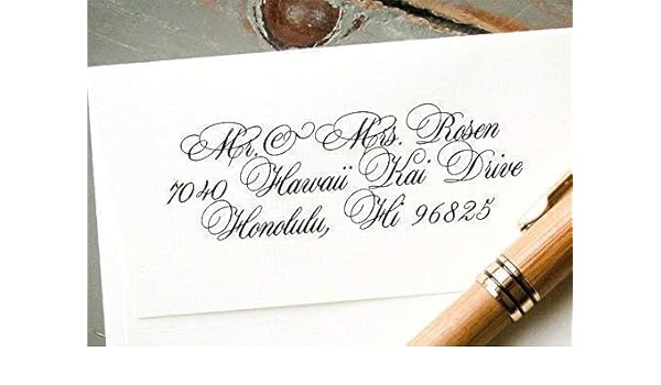 Amazon Com Self Inking Return Address Stamp Custom Address Stamp Calligraphy Address Stamp Wedding Invitation Stamp Save The Date Stamp Handmade