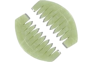 BoAn Natural Jade Head Massager, 2 Pcs Multi-Functional Massager for Head Caring and Acupoint Treatment, Guasha Scraping Scalp Comb