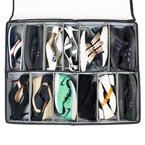 storageLAB Under Bed Shoe Storage Organizer, Adjustable Dividers Fits Up to 12 Pairs