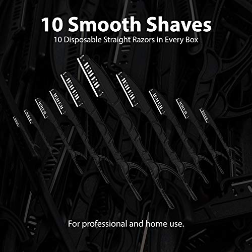 RAZZOR PROFESSIONAL Disposable Straight RAZORS for Precise Shaping of Hair and Beard, Stainless steel Straight Single-edge blade (WITH SAFETY LOCK) Smooth Shave Barber Razors (Box of 10) - Thumbnail 3