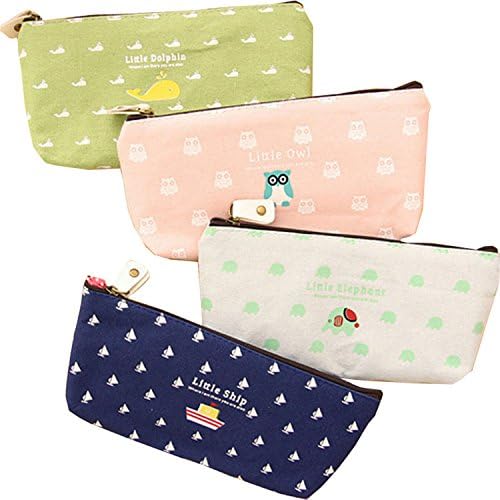 lotusflowert Pencil Case Adorable Animal Memories Stationery Pouch Bag Case,set of 4