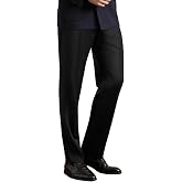 Zanella Men&rsquo;s Devon Super 110s Luxury Serge Wool Trousers, Italian Wool Flat-Front Tailored Dress Pants, Made in Italy