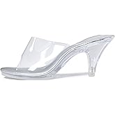 NBUUNBU Silver Clear Heels For Women Dress Shoes Transparent Strap Sexy Stilletos Heels Open Toe High Silver Heeled Sandals Pump Mules