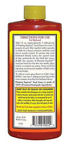 Cole's Wild Bird Products FS08 Flaming Squirrel Seed Sauce, 8-Ounce (3 Pack)