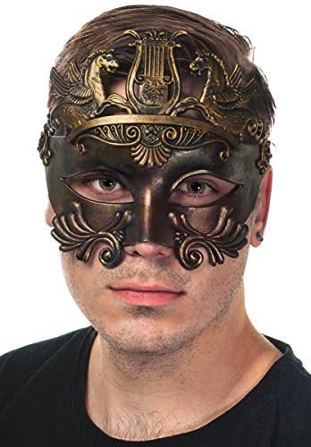 Antique Bronze Roman Style Masquerade Mask for Men by Elevate Costumes