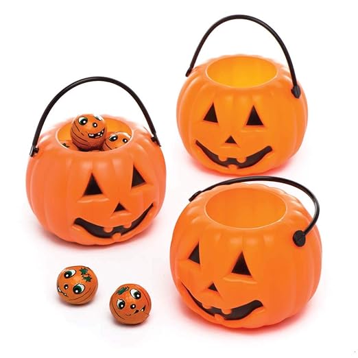 Baker Ross Pumpkin Treat Buckets (Pack Of 6) For Kids Halloween Party