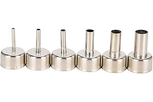 6pcs Hot Air Gun Nozzle, Stainless Steel 3/4/5/8/10/12mm, for 858 Heat Gun SMD Rework Station