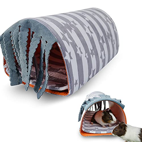 Homeya Guinea Pig Hideout, Fleece Forest Hideaway Tunnel for Guinea