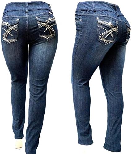 BE BY HAILEY DARK BLUE HIGH WAIST WOMEN'S PLUS SIZE denim jeans SKINNY LEG 14-22 (20)