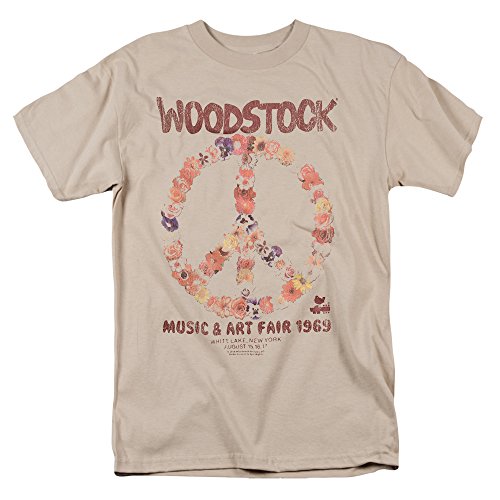 Popfunk Woodstock Peace Symbol Tan T Shirt & Stickers (XX-Large)