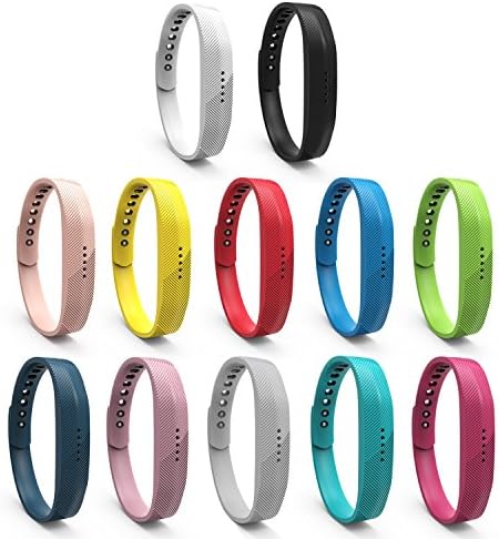 mtsugar Colorful Silicone Classic Bracelet Strap Replacement Accessory Wristband with Secure Buckle for Fitbit Flex 2, 9 Colors Available(No tracker, Replacement Bands Only)
