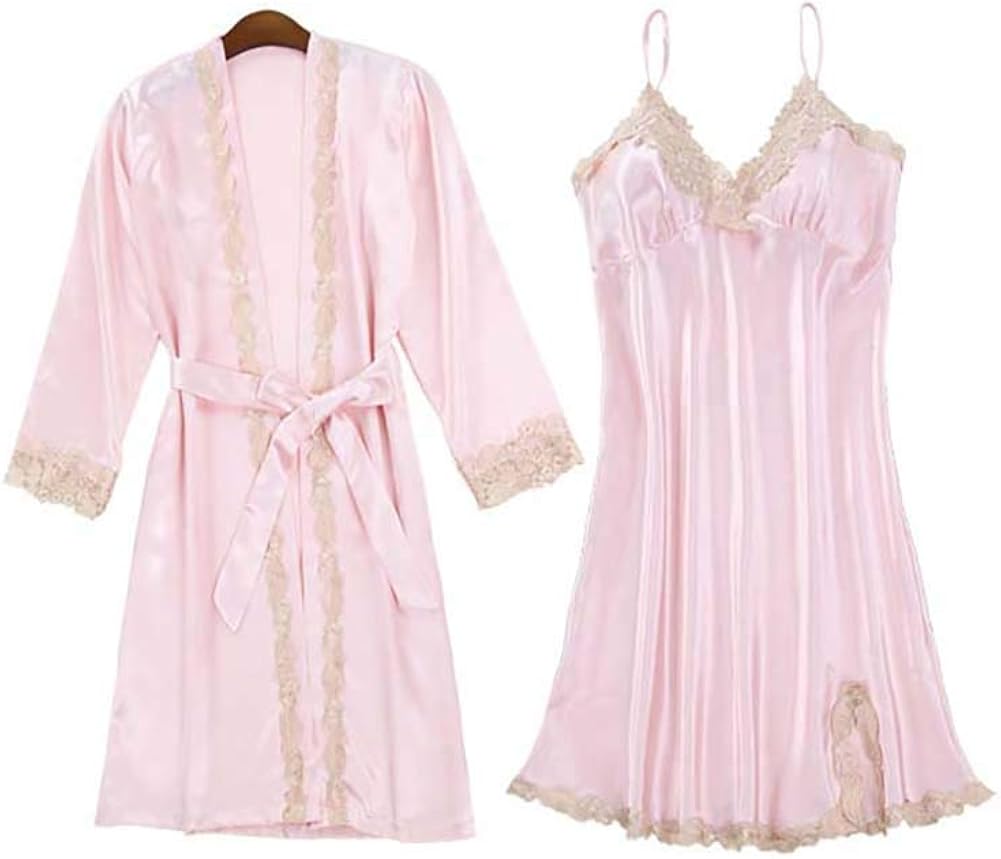 JUNGEN Pijamas de Mujer con Bata Pijama Camisola con Decoracion de
