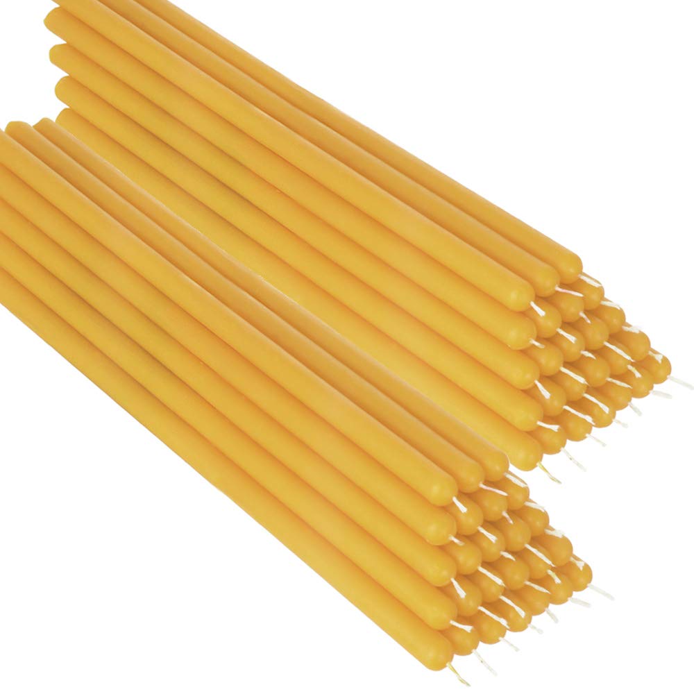 NKlaus 50x Yellow Beeswax 26cm sootfree Handmade Table Candle Ritual Candle 36343