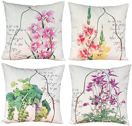 Sykting Square Pillow Cases 18x18 Sofa Pillow Covers Set of 4 Cotton Linen Blend Decorative