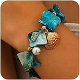 CIWEAI Chunky Irregular Seashell Pearl Bracelets for Women Hawaii Beach Sea Shells Coastal Conch Bracelet Trendy Tropical Pearls Statement Jewelry Gifts