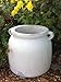 Goodman and Wife Heavy Hand Pressed Ancient Stressed Round Flower Pot or Planter with Loop Handles Vintage White