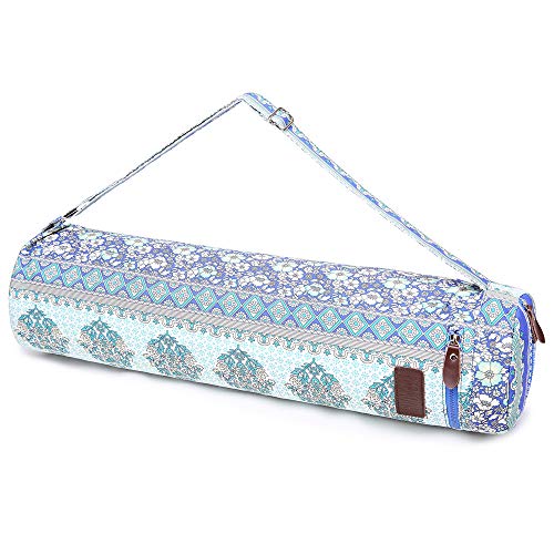 Fremous Yoga Mat Bag,Full-Zip Exercise Yoga Mat Carry Bag for Women and Men - Double Storage Pocket,Easy Access Zipper, Adjustable Shoulder Strap and Handle,Fits Most Mats(Floral)
