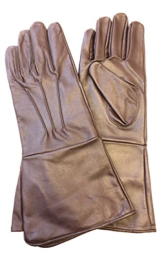 MEN'S MEDIEVAL RENAISSANCE COSTUME COSPLAY SWORDSMAN UNLINED LEATHER GLOVES GAUNTLETS (LARGE, BROWN)