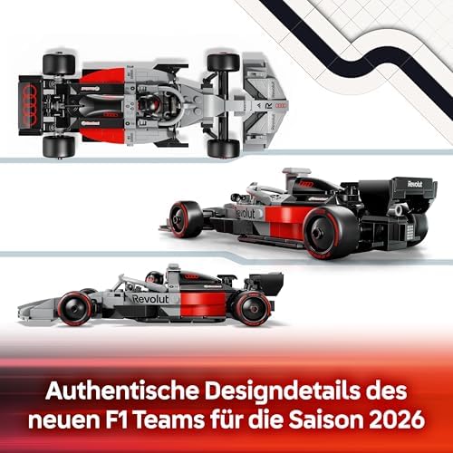 Speed Champions Audi Revolut F1 Team R26 Rennwagen Spielzeug - Modellbauset mit sammelbarer Rennfahrer Minifigur - Geburtstagsgeschenk für Jungen ab 10 Jahren & jugendliche Motorsportfans - 77259