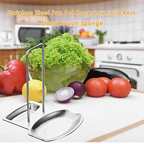 JISETY Stainless Steel Pan Pot Rack Cover Lid Rest Stand Spoon Sponge Holder Shelf Kitchen Cooking Accessories Storage