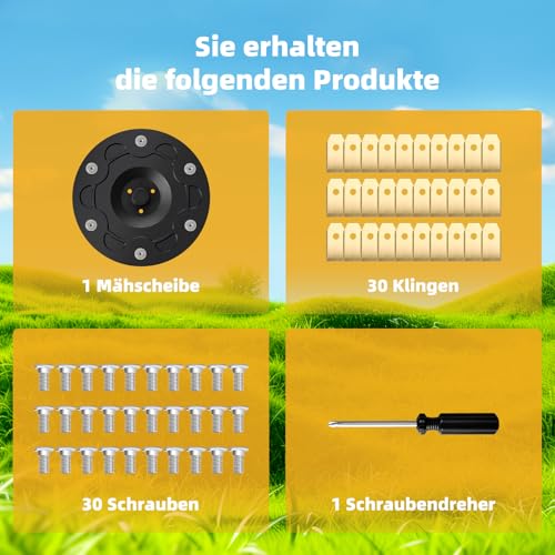 i105E Replacement Blades + Blade Plate + 30 Screws Compatible with Segway Navimow i105E, i108E, i110N, i205 AWD, i208 AWD Robotic Lawnmower Replacement Parts - i205 AWD Blade Disc Accessories for Segway