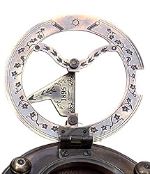 MAH Solid Brass Sundial Compass with Box Vintage