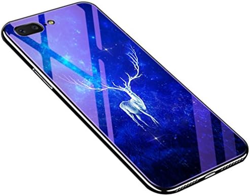 iPhone 7 Plus Case, iPhone 8 Plus Case, 5.5 Inch Tempered Glass Back Soft TPU Bumper Anti-Drop Cover for Apple iPhone 7 Plus/ 8 Plus for Women Girl (elk)