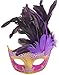 Coxeer Masquerade Mask, Venetian Mask Mardi Gras Mask Halloween Costume Feather Mask for Halloween Purple