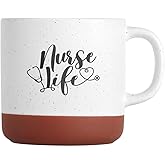 IMPRINTS ONLINE I Nurse Life Mug / 13 Oz Speckled Ceramic Coffee Mug For Nurses/Thoughtful Nursing Coffee Cup Gift/Farmhouse Style Mug