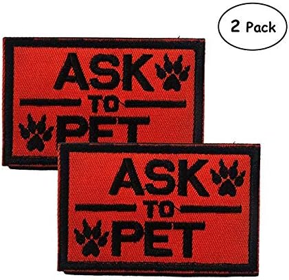 2 Pack Homiego Ask to Pet Embroidered Tactical Morale Patch Badge for Dog Harness & Vest