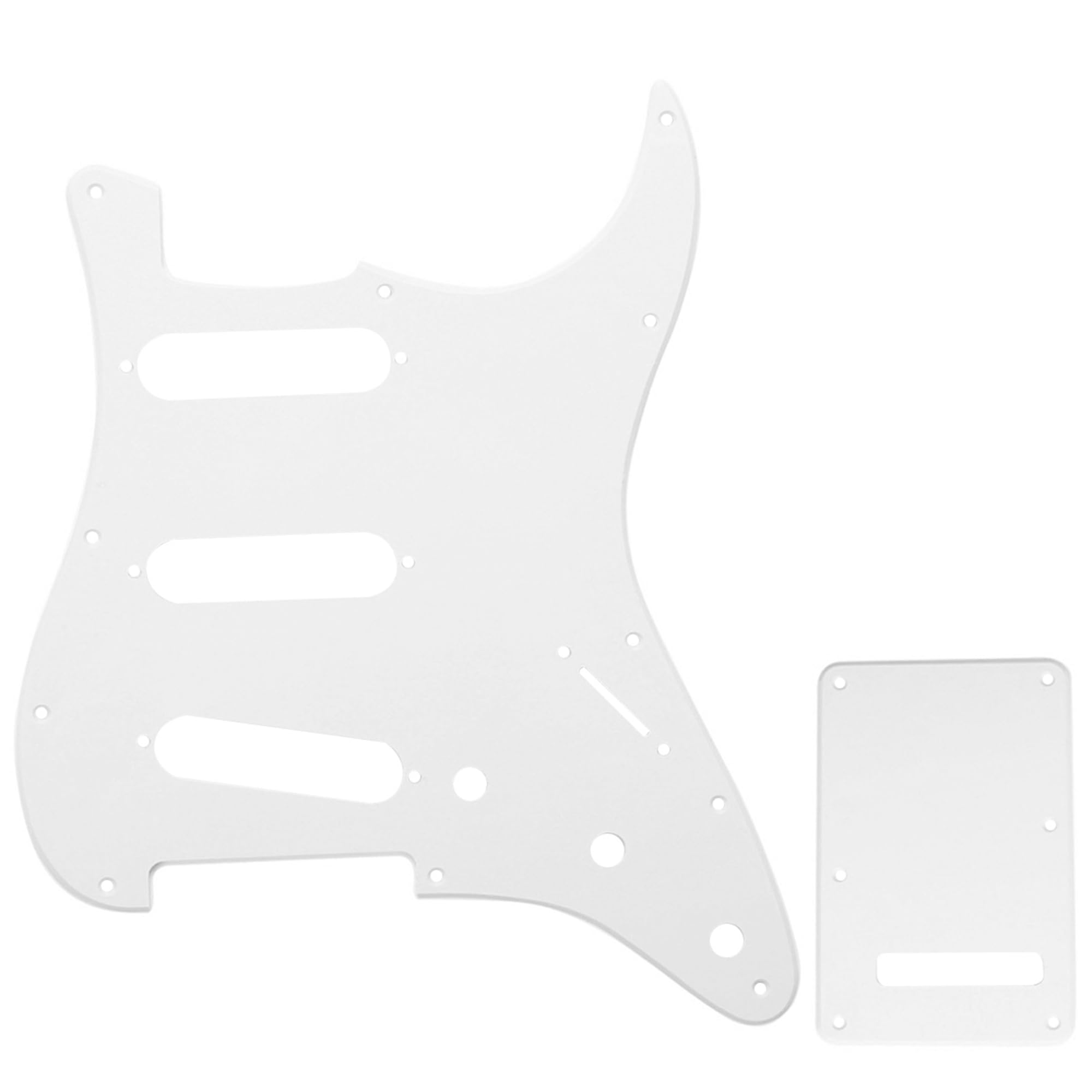 Musiclily SSS Strat Pickguard and Back Plate Set for Fender USA/Mexican Standard Stratocaster Modern Style Electric Guitar, 1Ply White