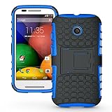 Exact Motorola Moto E Case [TANK Series] - Tough Rugged Dual-Layer Case with Built-in Kickstand for Motorola Moto E (XT1021 / XT1022 / XT1025) Blue/Black