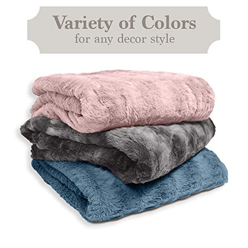 The Connecticut Home Company Throw Blanket, Soft Plush Reversible Faux