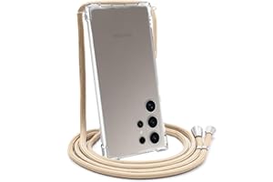 YESPURE for Samsung Galaxy S24 Ultra Clear Case Lanyard Crossbody Case for Women Soft Bumper TPU Shockproof Case Cover for Galaxy S24 Ultra Anti-Yellow Protective Strap Case for S24 Ultra - Beige